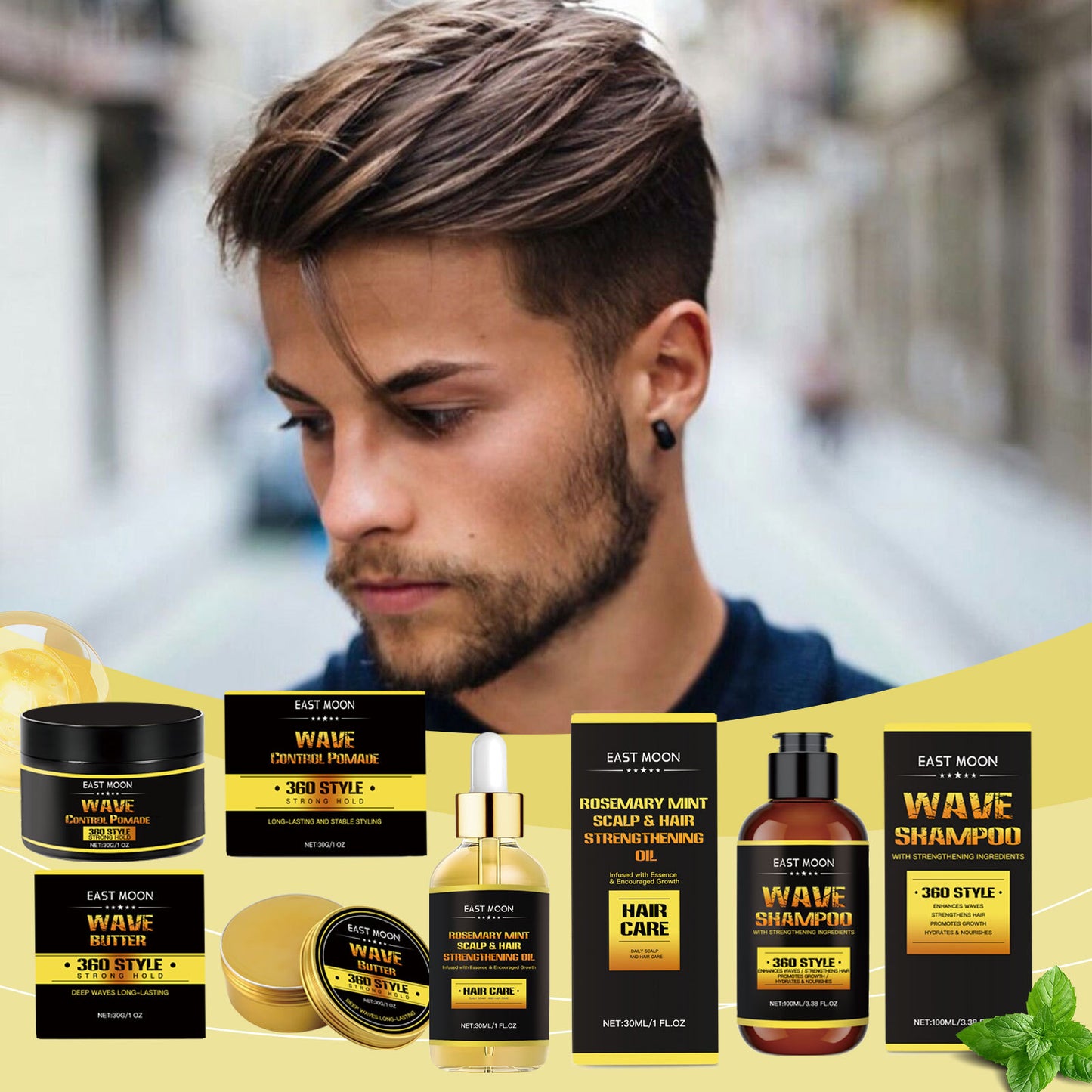 Huile capillaire pour homme - Coiffage et ondulation