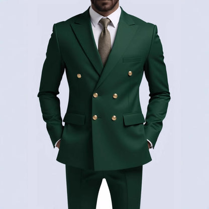  Costume Deux Pièces Infroissable à Boutons Dorés Double Boutonnage


