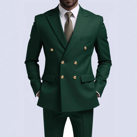  Costume Deux Pièces Infroissable à Boutons Dorés Double Boutonnage

