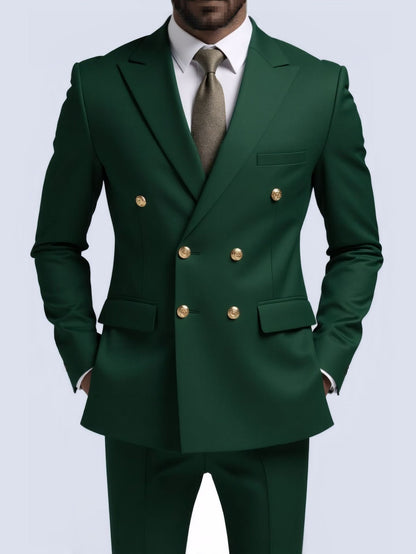  Costume Deux Pièces Infroissable à Boutons Dorés Double Boutonnage

