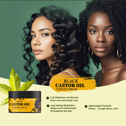 Crème pour cheveux bouclés à l'huile de ricin noire