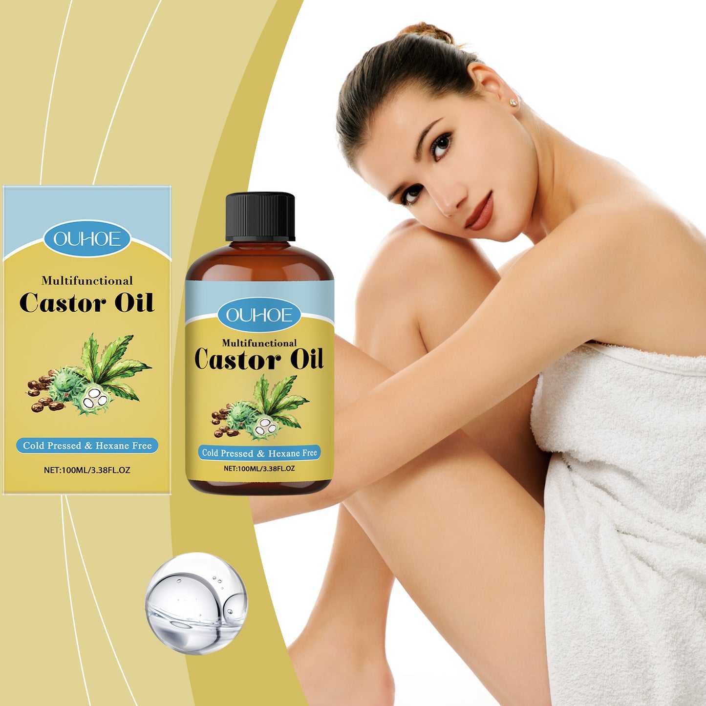 Huile de ricin bio - Hydratation cheveux et sourcils