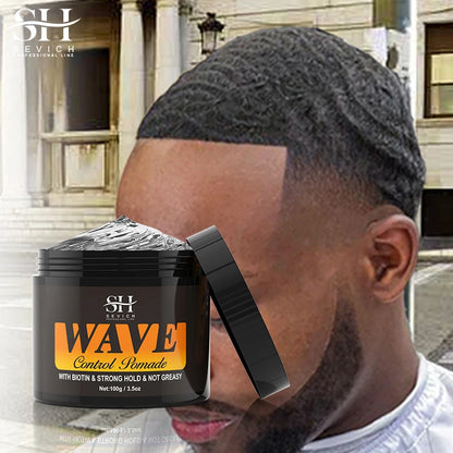 Pommade Anti-Chute Cire Coiffante Nourrissante pour Homme Bouclé | Tenue Forte 360 Waves | Gel Contrôle des Bords