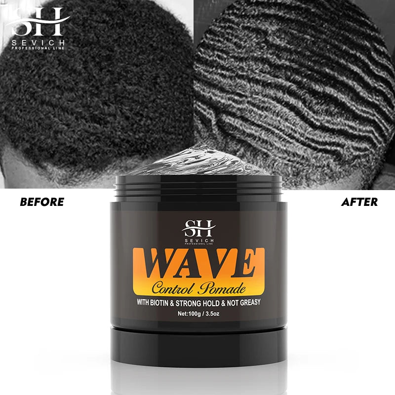 Pommade Anti-Chute Cire Coiffante Nourrissante pour Homme Bouclé | Tenue Forte 360 Waves | Gel Contrôle des Bords