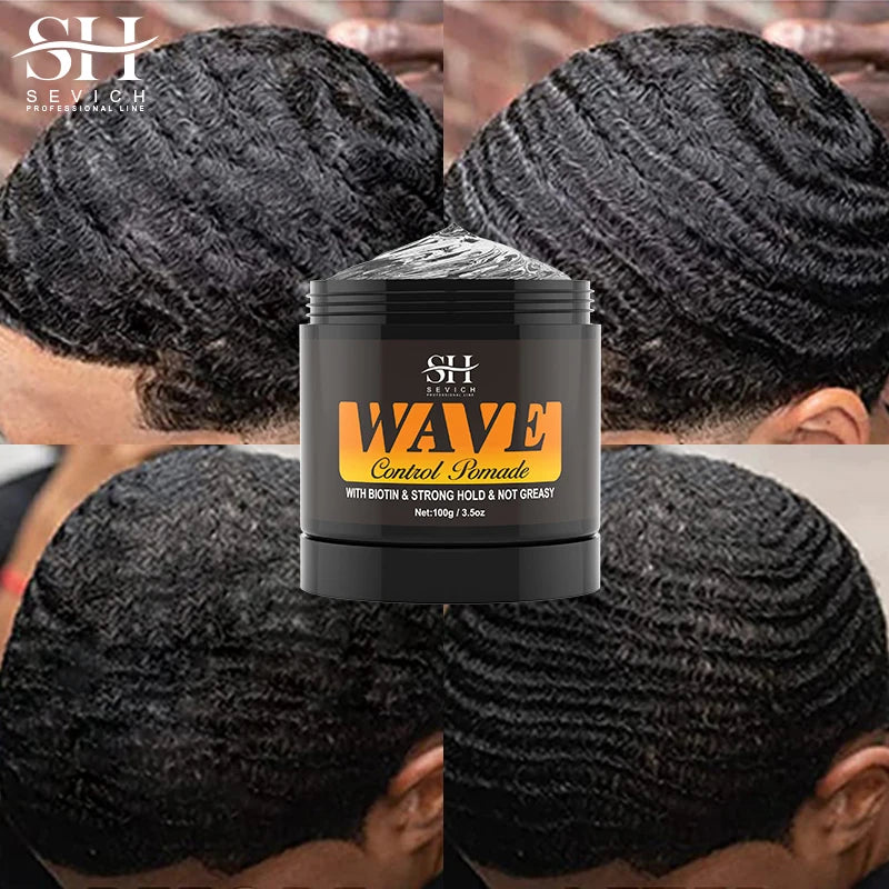Pommade Anti-Chute Cire Coiffante Nourrissante pour Homme Bouclé | Tenue Forte 360 Waves | Gel Contrôle des Bords