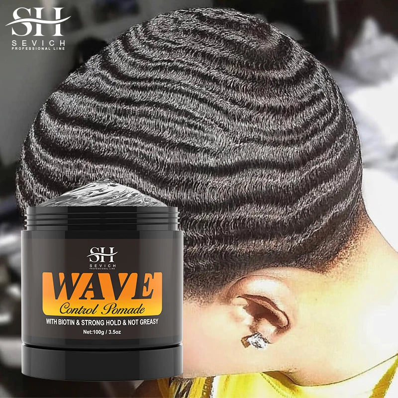 Pommade Anti-Chute Cire Coiffante Nourrissante pour Homme Bouclé | Tenue Forte 360 Waves | Gel Contrôle des Bords