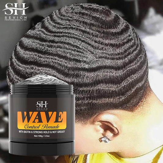 Pommade Anti-Chute Cire Coiffante Nourrissante pour Homme Bouclé | Tenue Forte 360 Waves | Gel Contrôle des Bords