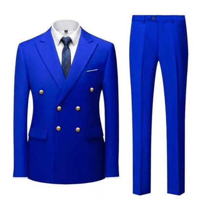  Costume Deux Pièces Infroissable à Boutons Dorés Double Boutonnage

